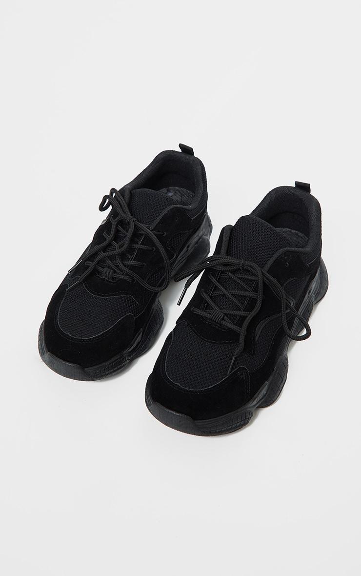 Black Double Bubble Sole Lace Up Sneakers Product Image