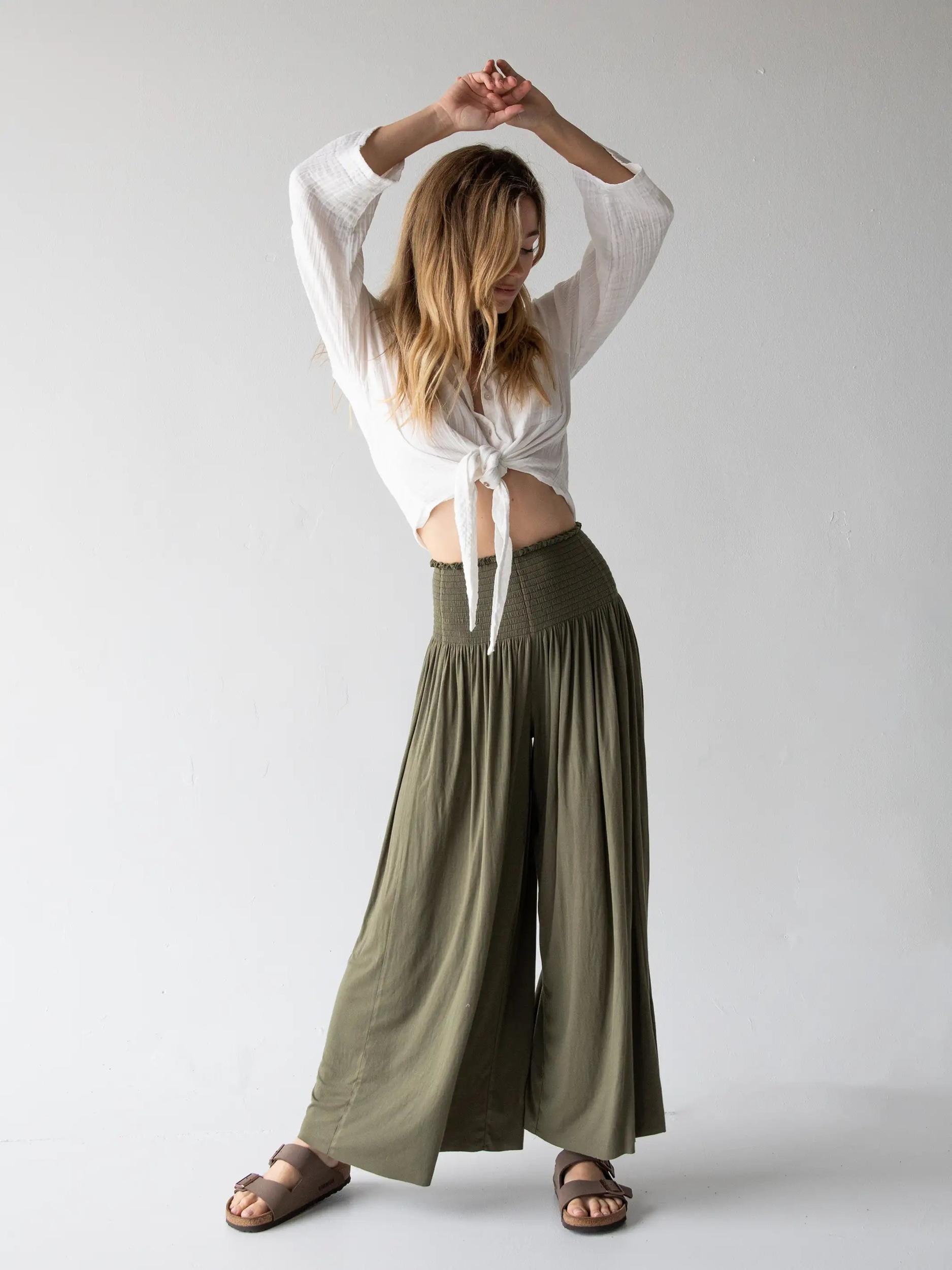 Make A Move "ButterSoft" Knit Palazzo Pant - Olive Product Image