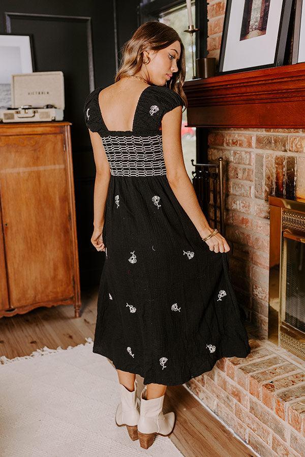 Napa Nights Smocked Midi in Black Product Image