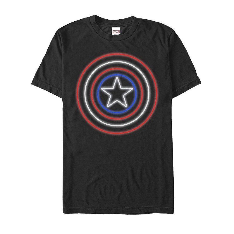 Men's Marvel Comics Retro Captain America NeonLight Shield Tee, Size: XXL, Black Product Image