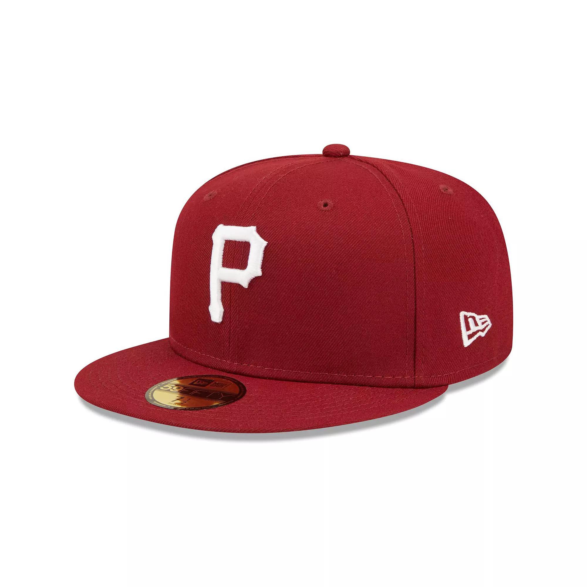 Men's New Era Cardinal Pittsburgh Pirates Logo White 59FIFTY Fitted Hat,  Product Image
