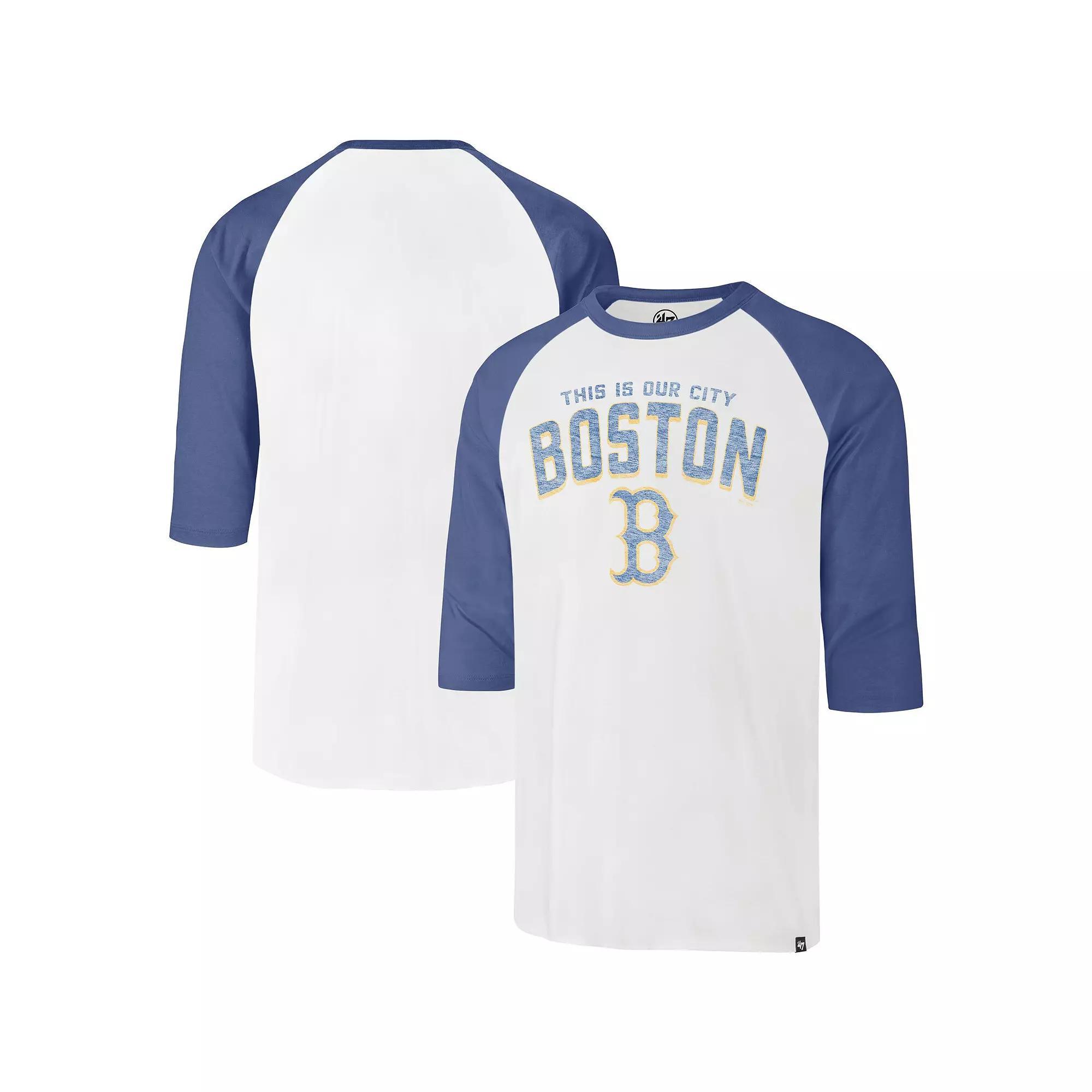 Men's '47 Cream Boston Red Sox City Connect Crescent Franklin Raglan Three-Quarter Sleeve T-Shirt, Size: 2XL, Beige Product Image