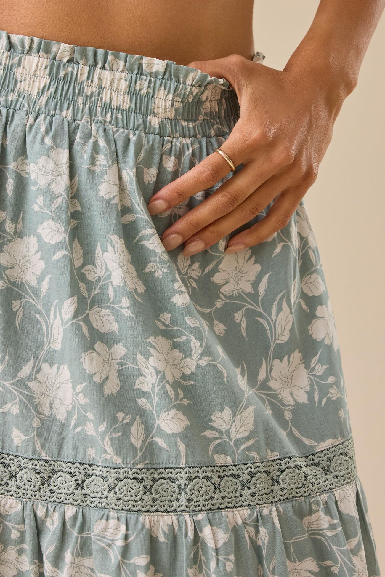 Kait Lace Tiered Midi Skirt Product Image