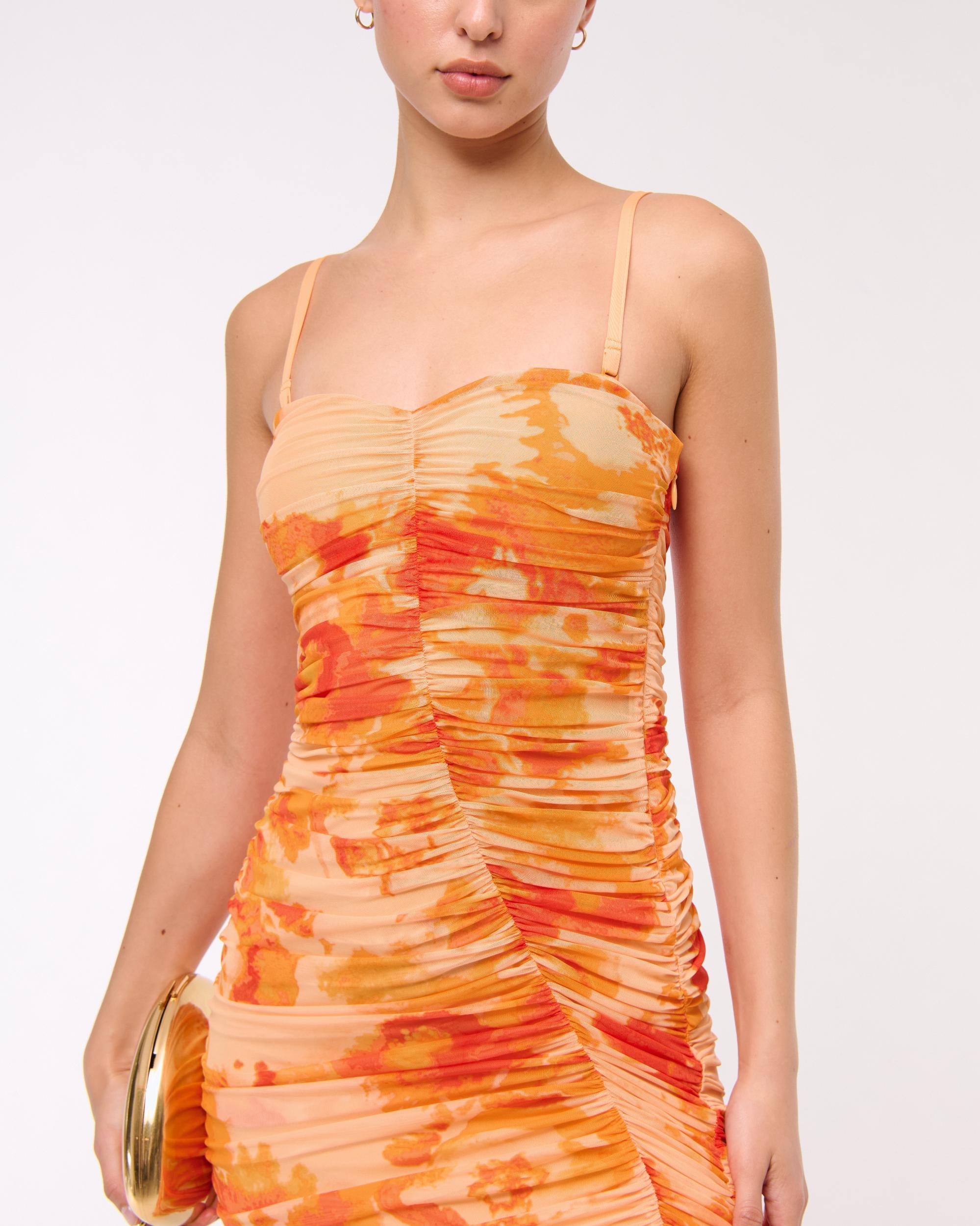 Mesh Strapless Ruched Maxi Dress Product Image