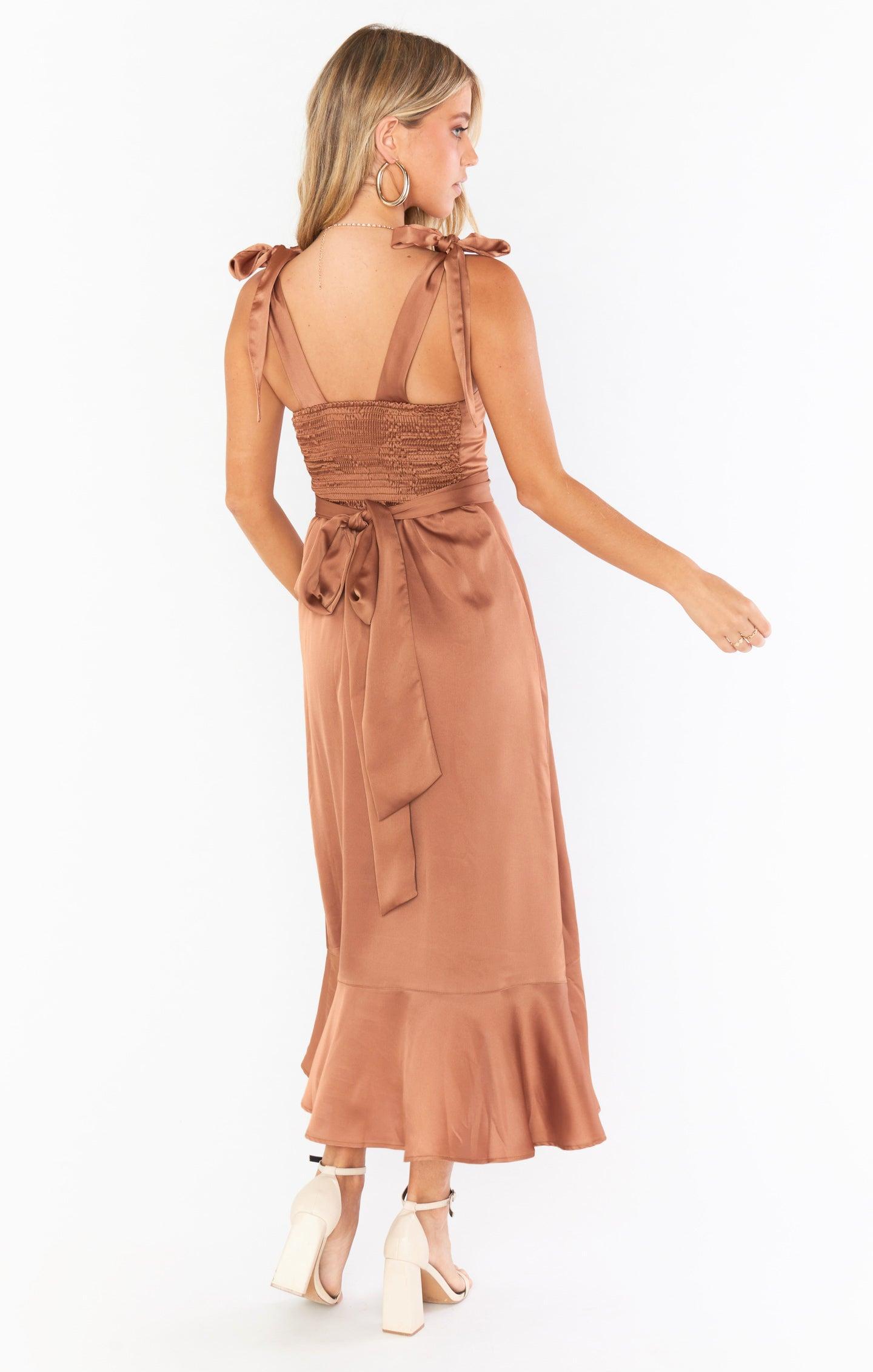 Claire Midi Dress ~ Copper Luxe Satin Product Image