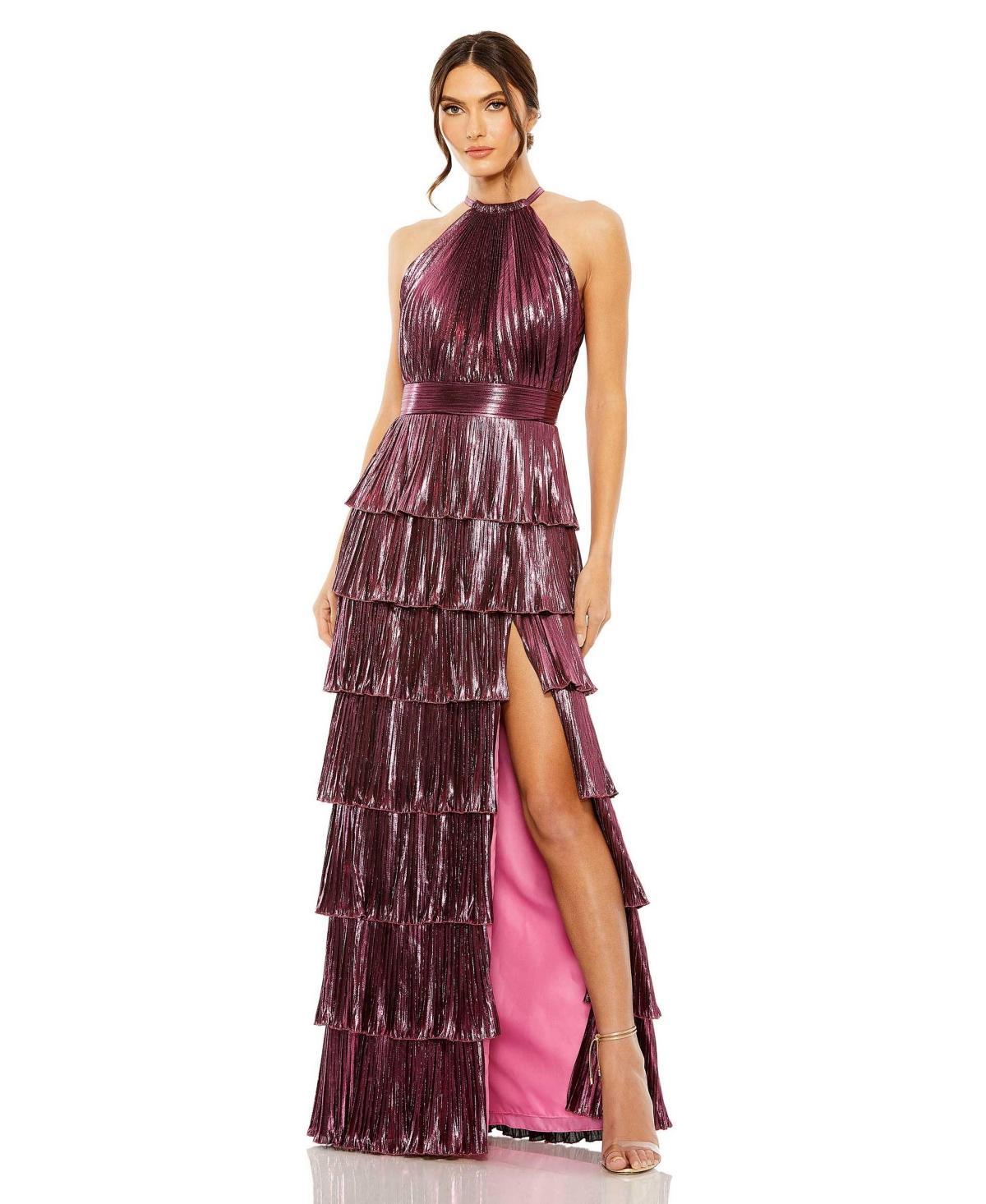 Womens Halterneck Tiered Gown Product Image