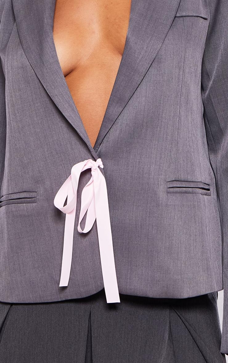 Grey Ribbon Detail Blazer Product Image