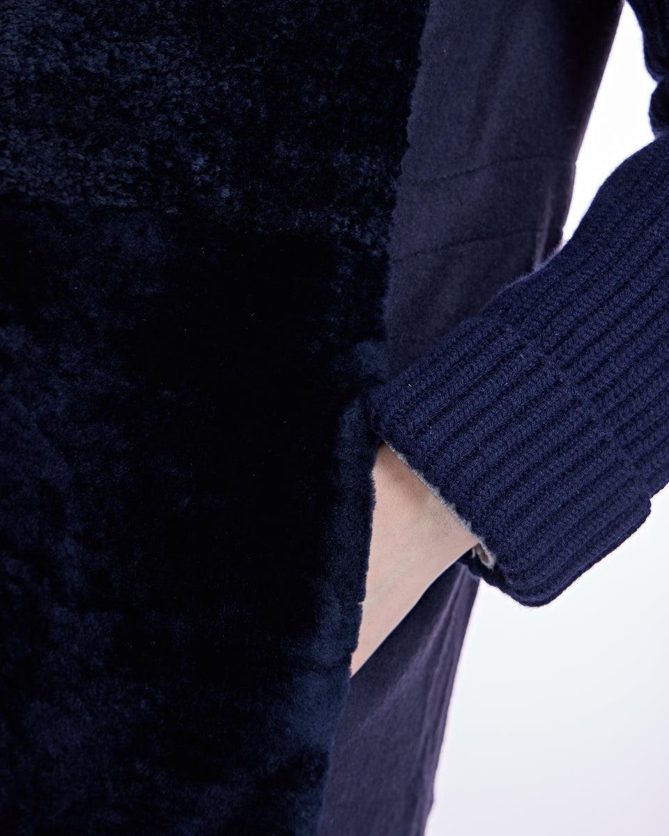 Hooded Shearling Jacket with Zipper Product Image