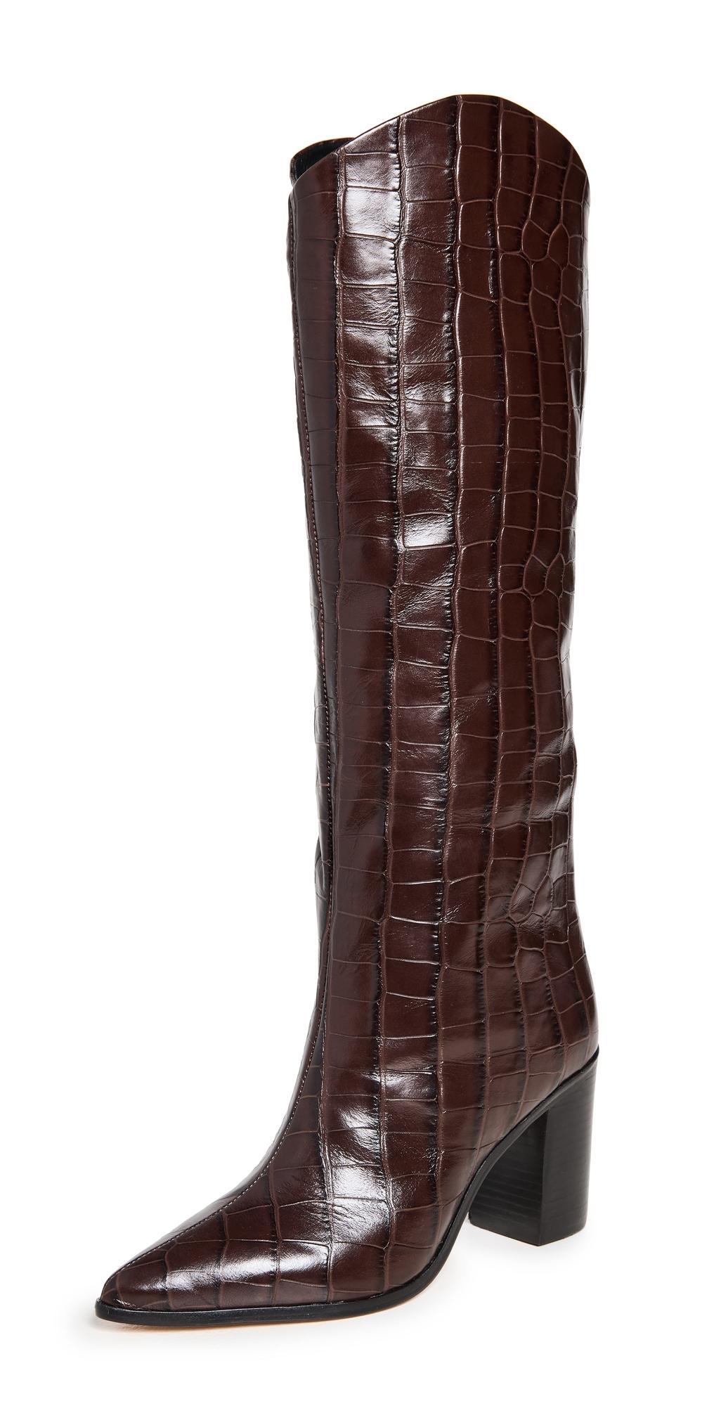 Schutz Maryana Leather Knee-High Croc Boot Womens at Urban Outfitters Product Image