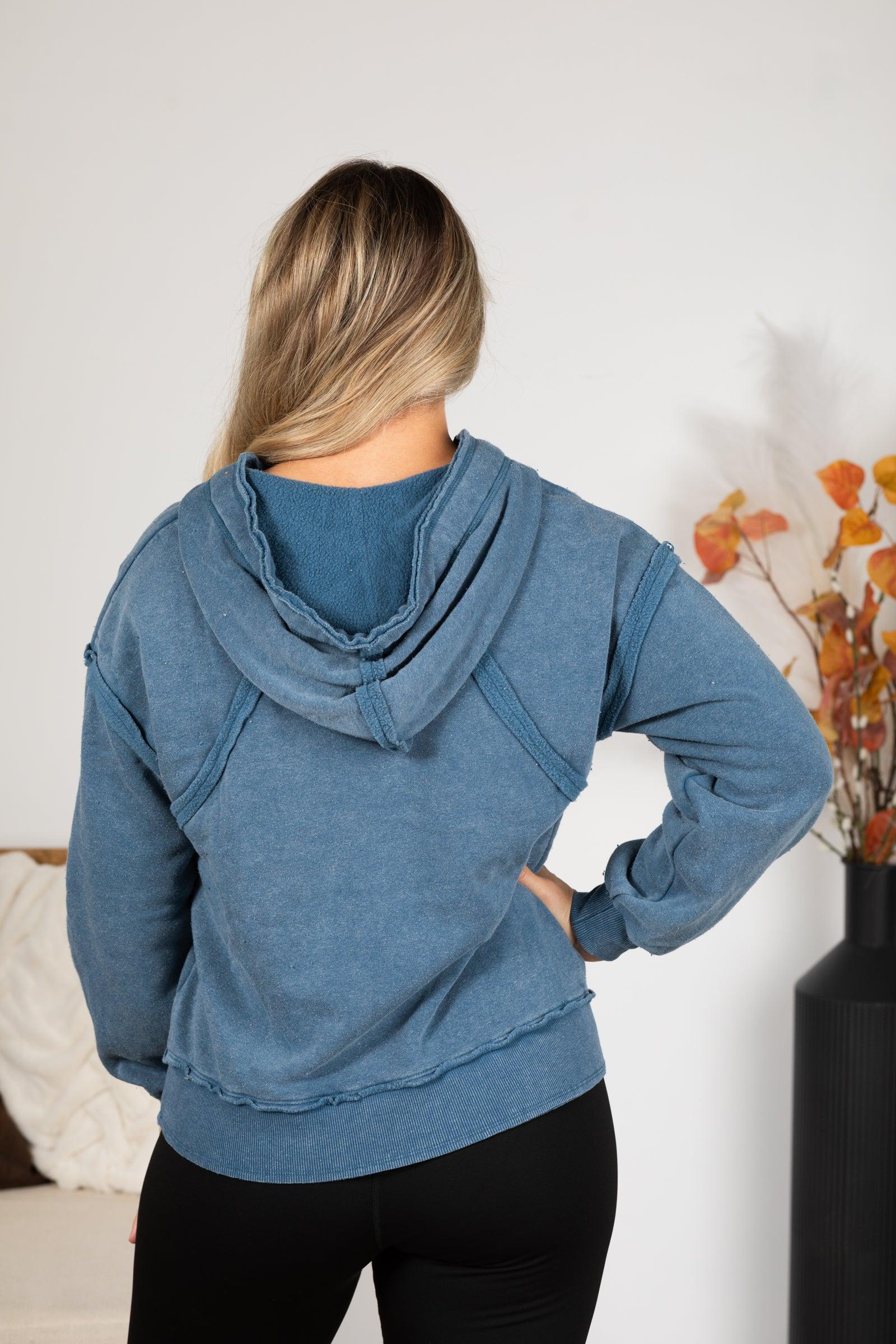 Brushed French Terry Knit Hoodie Top Product Image