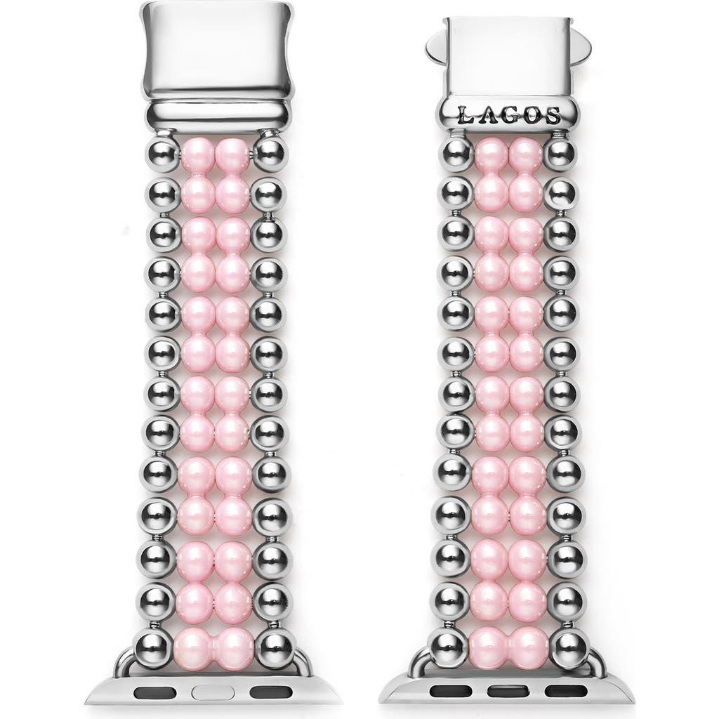 LAGOS Smart Caviar Infinite Pink Ceramic Apple Watch® Watchband In Pink/silver Product Image