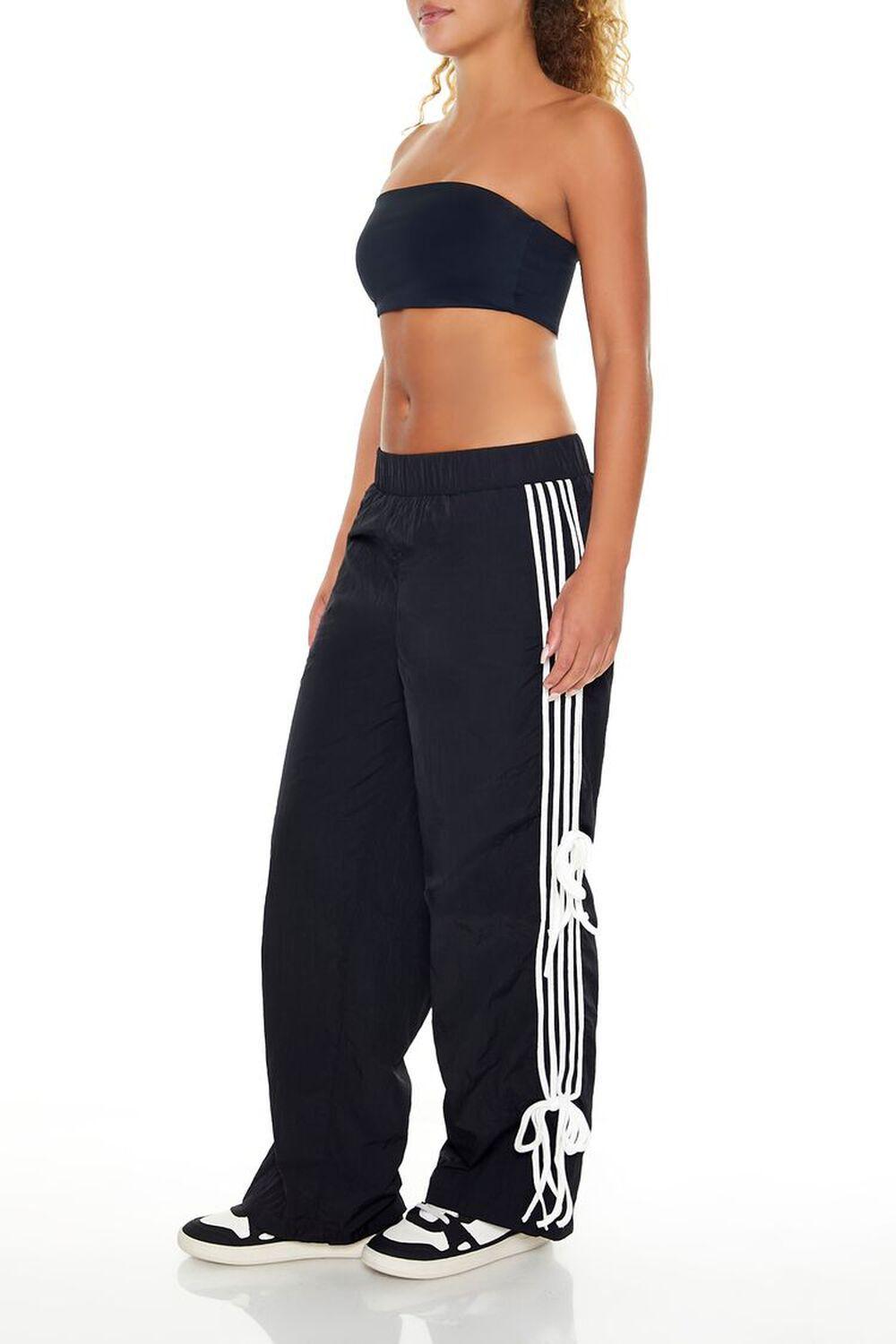 Mid-Rise Striped Bow Sweatpants | Forever 21 Product Image