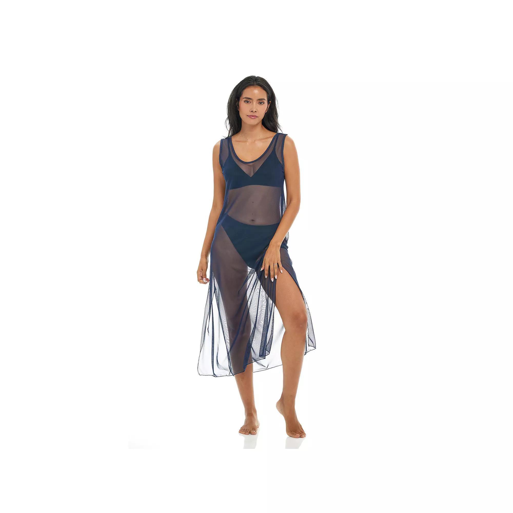 Women's Jordan Taylor Solid Mesh Maxi Dress Swim Cover Up, Size: Large, Blue Product Image