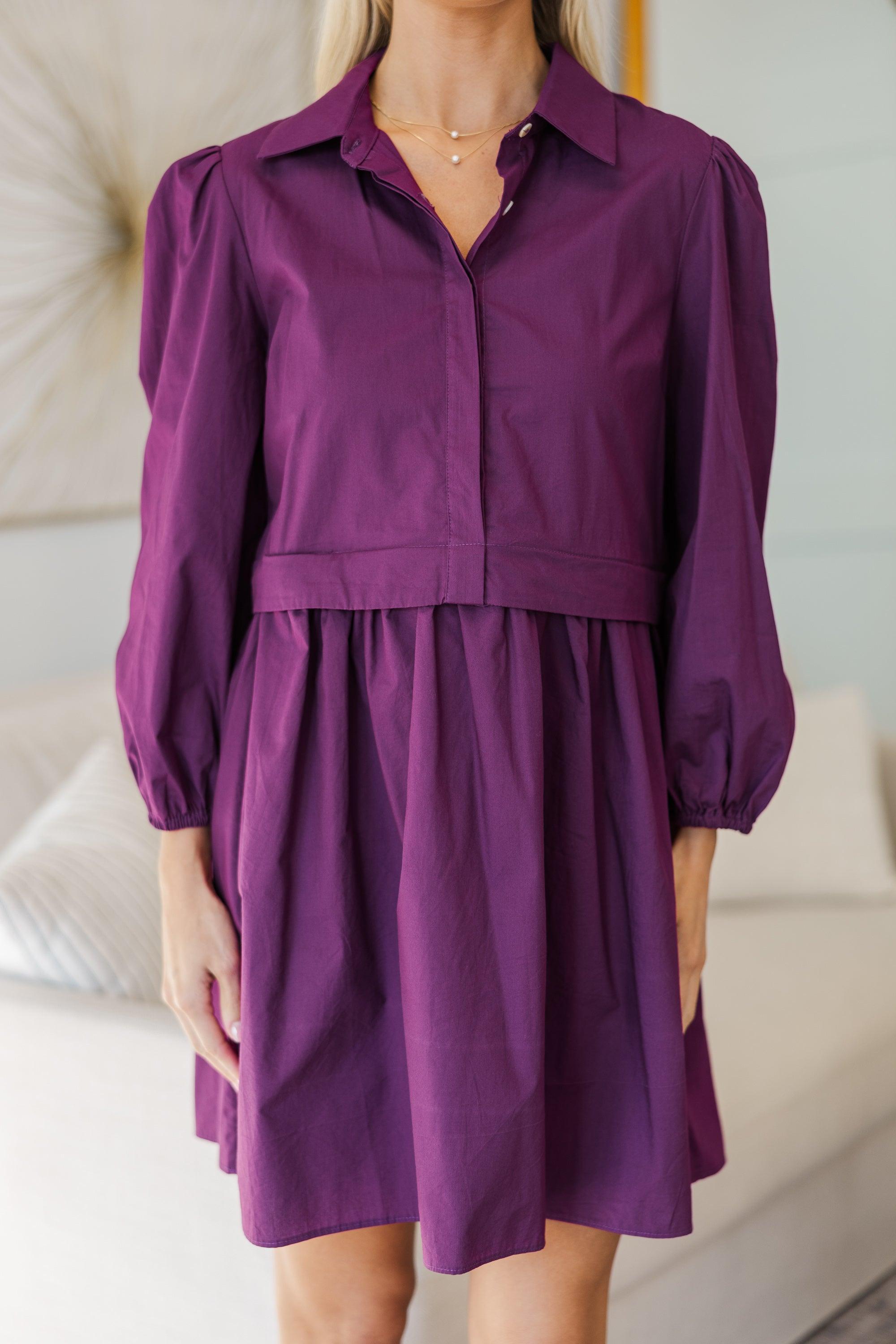 NURSING COLLECTION: Lots Of Love Plum Purple Shirt Dress Female Product Image