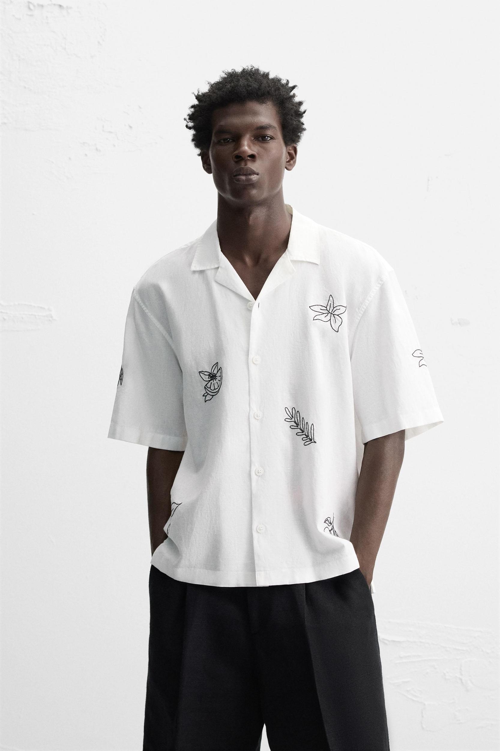 EMBROIDERED COTTON LINEN SHIRT Product Image