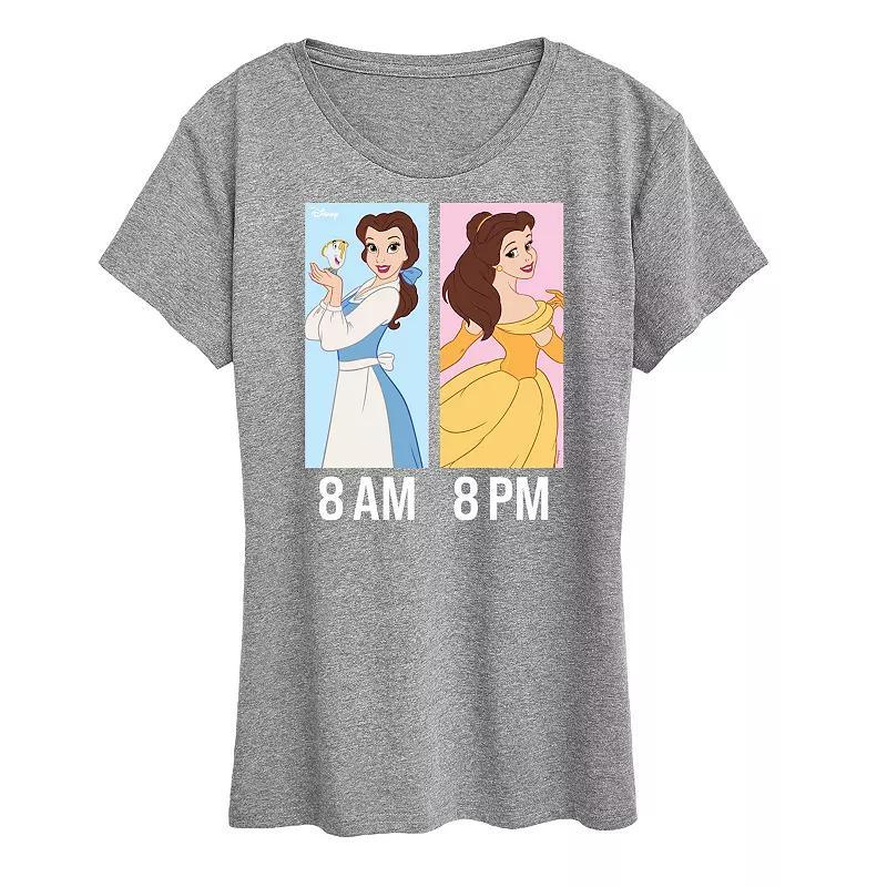 Disney Princess Belle Womens AM to PM Graphic Tee Grey Gray Product Image