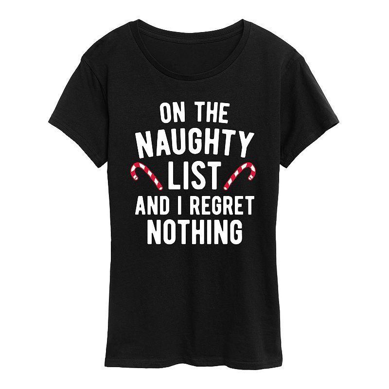 Plus On The Naughty List Graphic Tee, Women's, Size: 2XL, Black Product Image