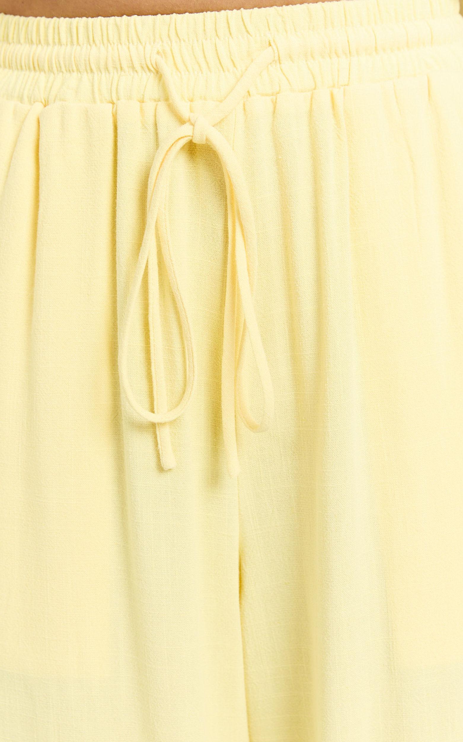 Kala Pants - Mid Waisted Relaxed Elastic Waist Pants in Lemon Product Image