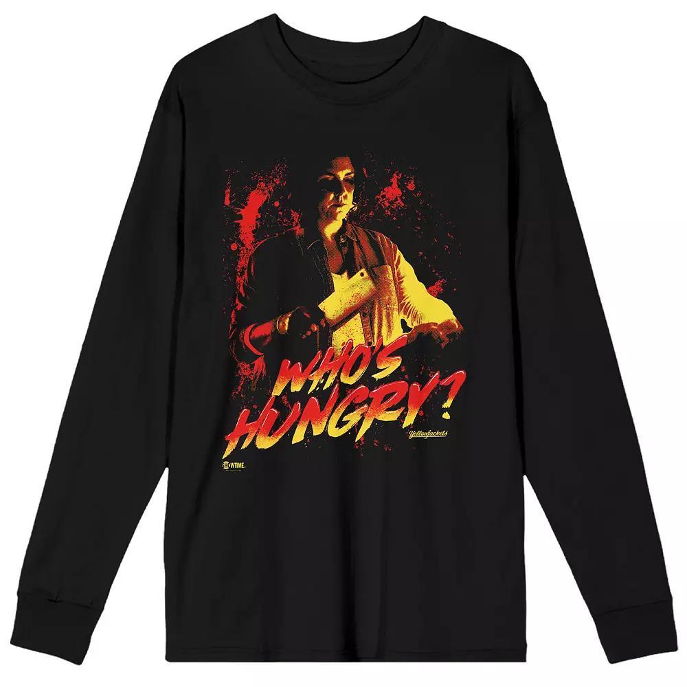 Men's Yellowjackets Whos Hungry Long Sleeve Graphic Tee, Size: Large, Black Product Image