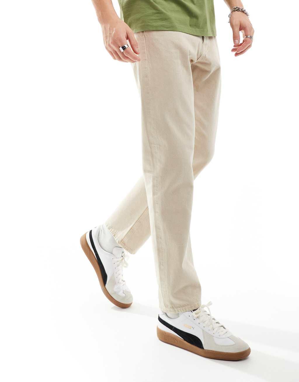 Jack & Jones chris straight jeans in beige wash Product Image