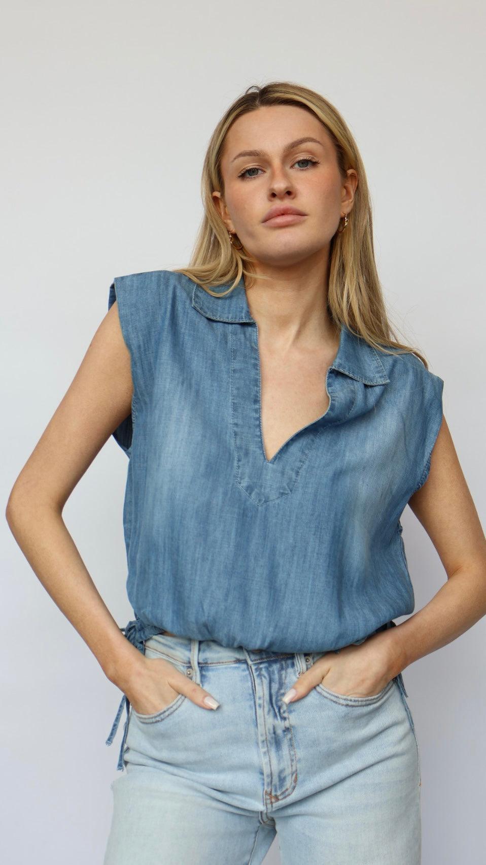 Collared Chambray Top Product Image