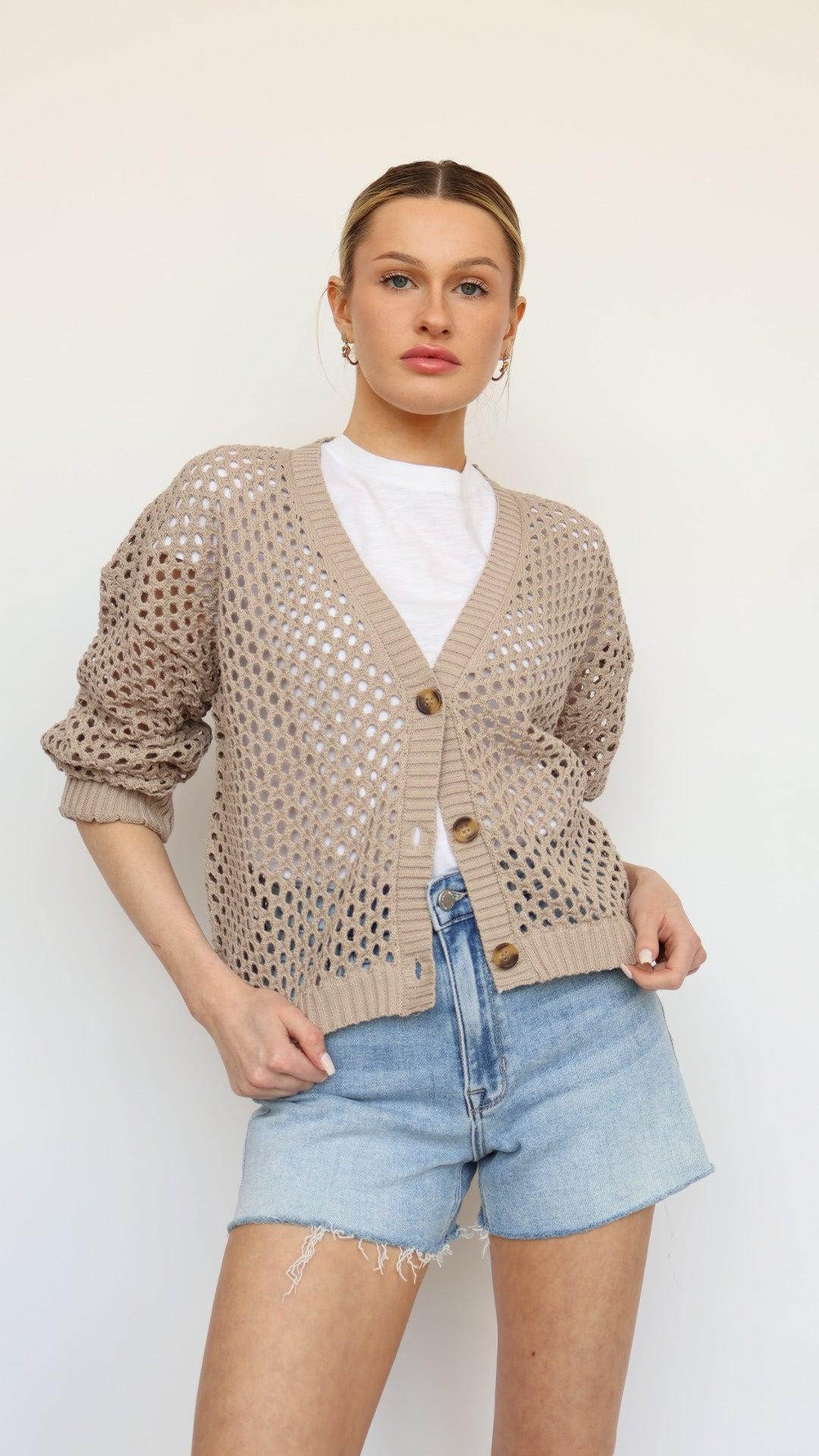 Crochet Button Up Cardigan Product Image