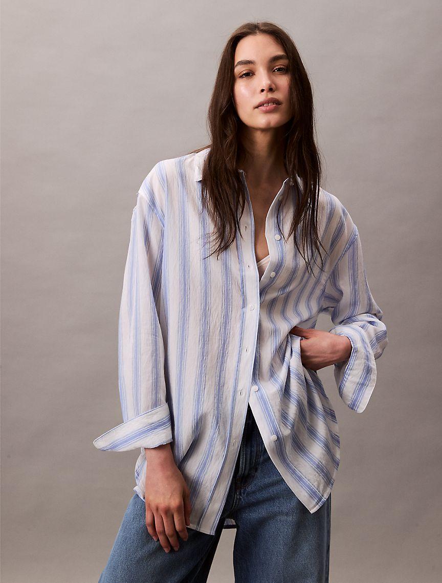 Stripe Relaxed Button-Down Shirt Product Image