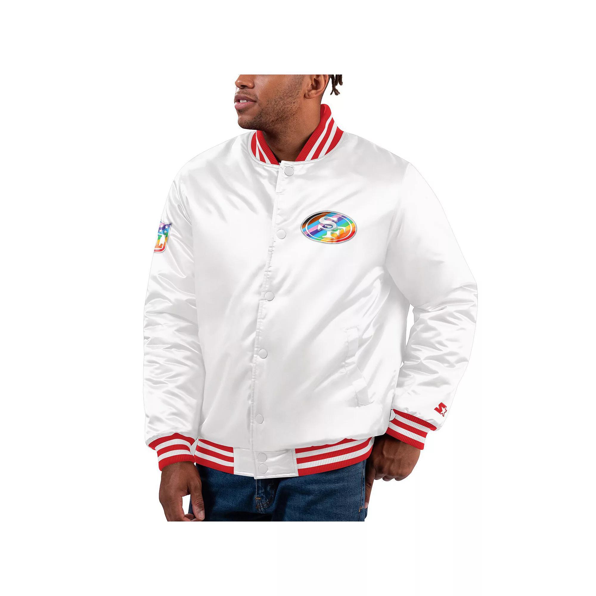 Men's Starter White San Francisco 49ers Pride Full-Snap Varsity Jacket,  Product Image