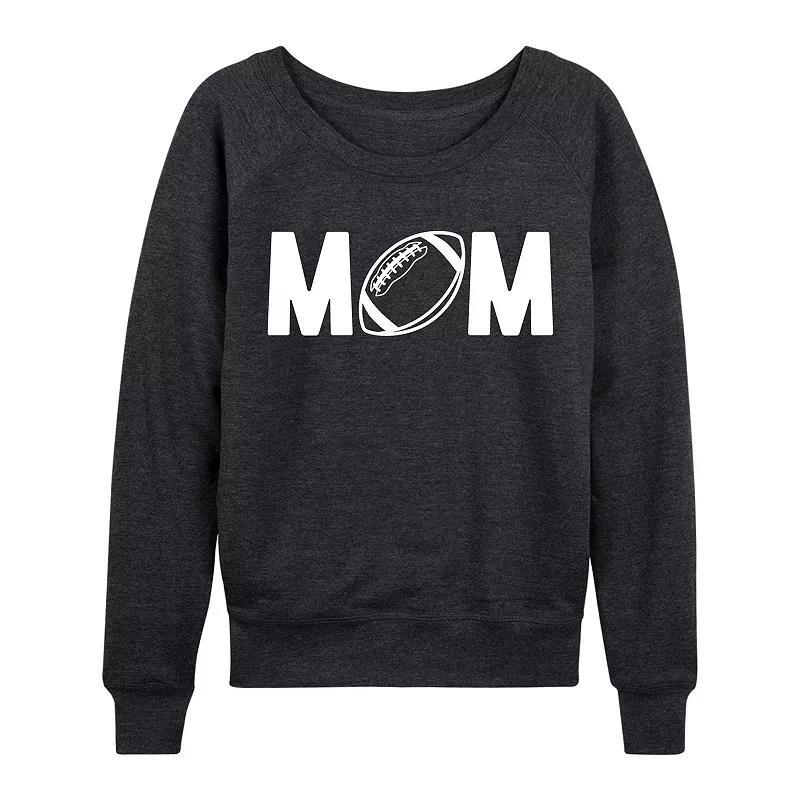 Womens Mom Football Lightweight French Terry Sweatshirt, Girls Heather Grey Product Image