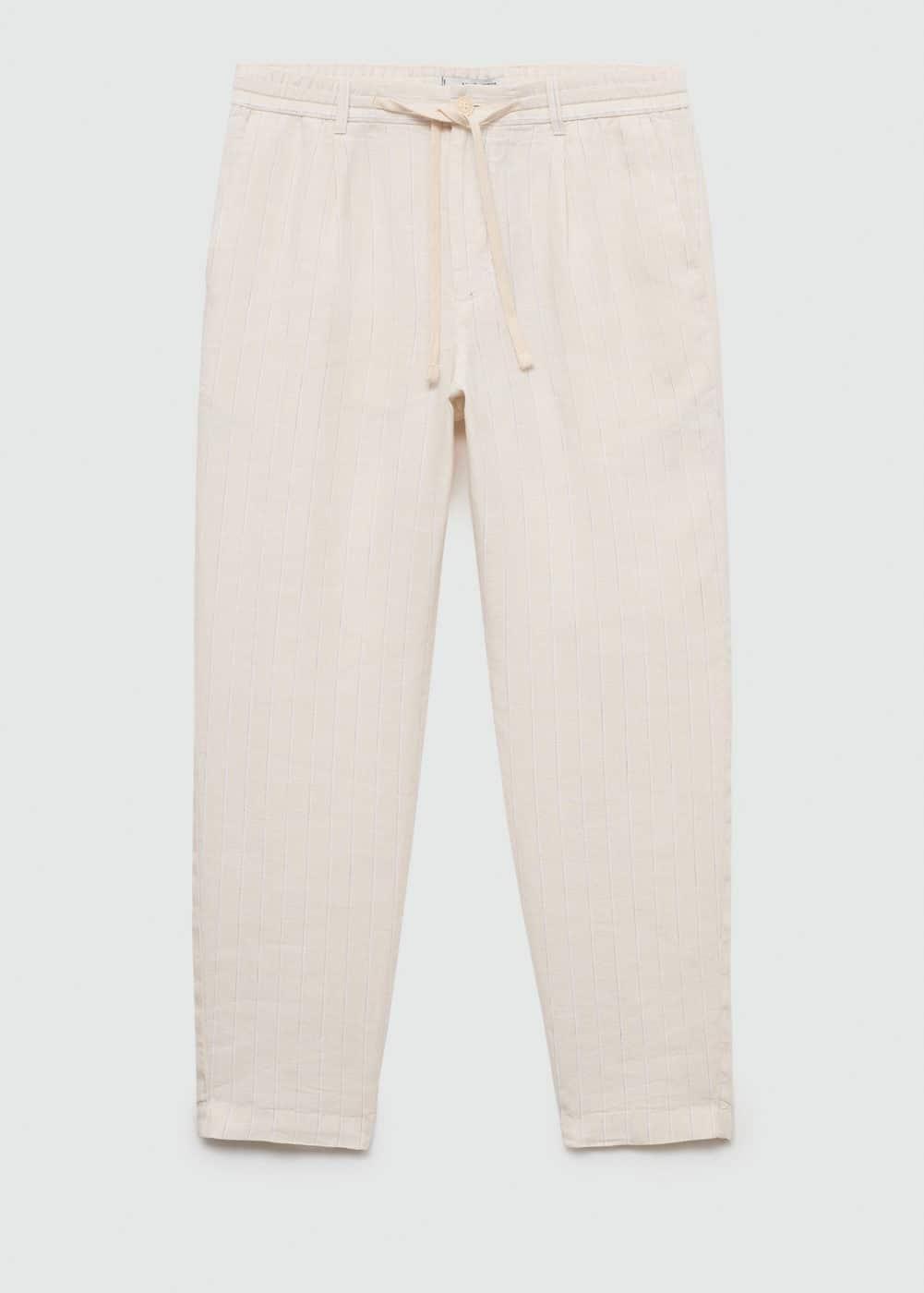 Mango Mens Drawstring Detail Striped Pants Product Image