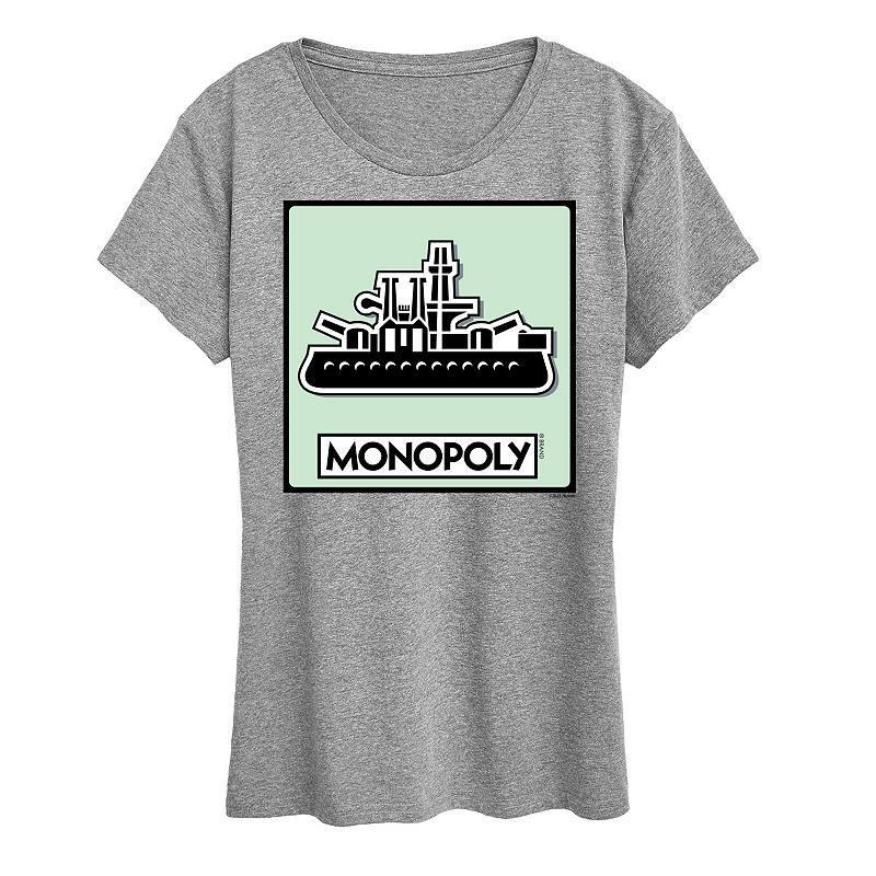 Women's Monopoly Ship Game Token Graphic Tee by Hasbro, Size: XL, Black Product Image