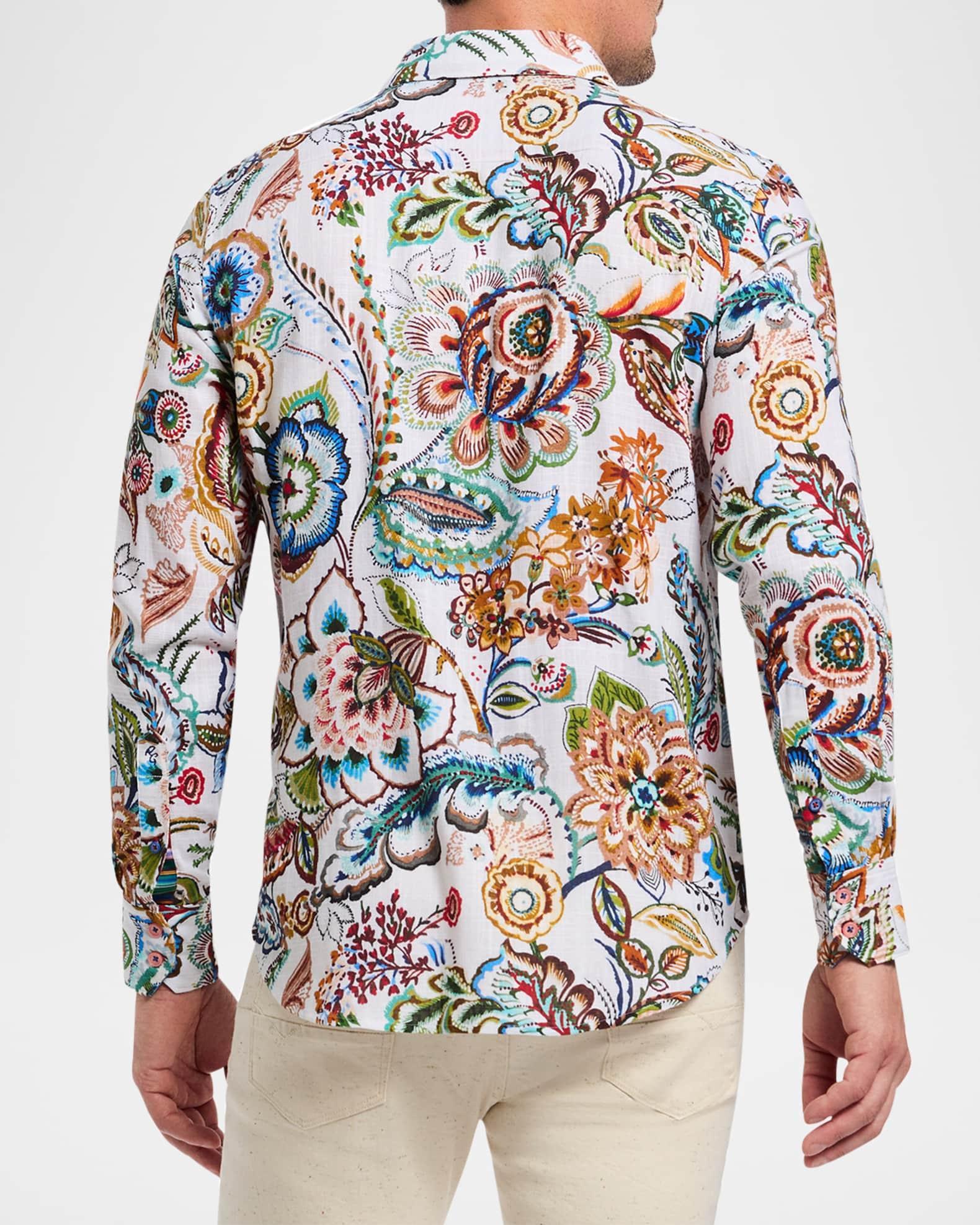 Mens Palawan Floral Cotton Button-Front Shirt - Product Image