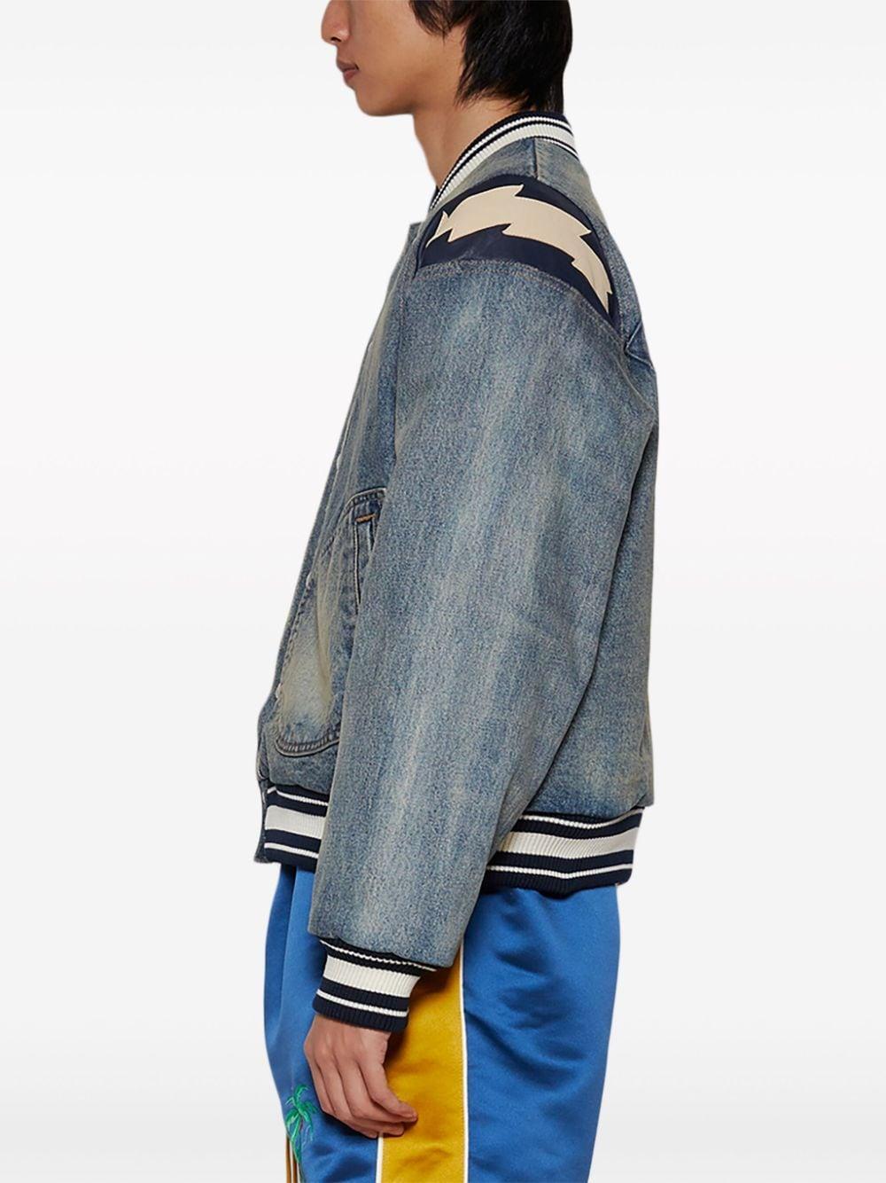 RHUDE Blue Lightning Bomber Jacket In Dark Indigo Product Image