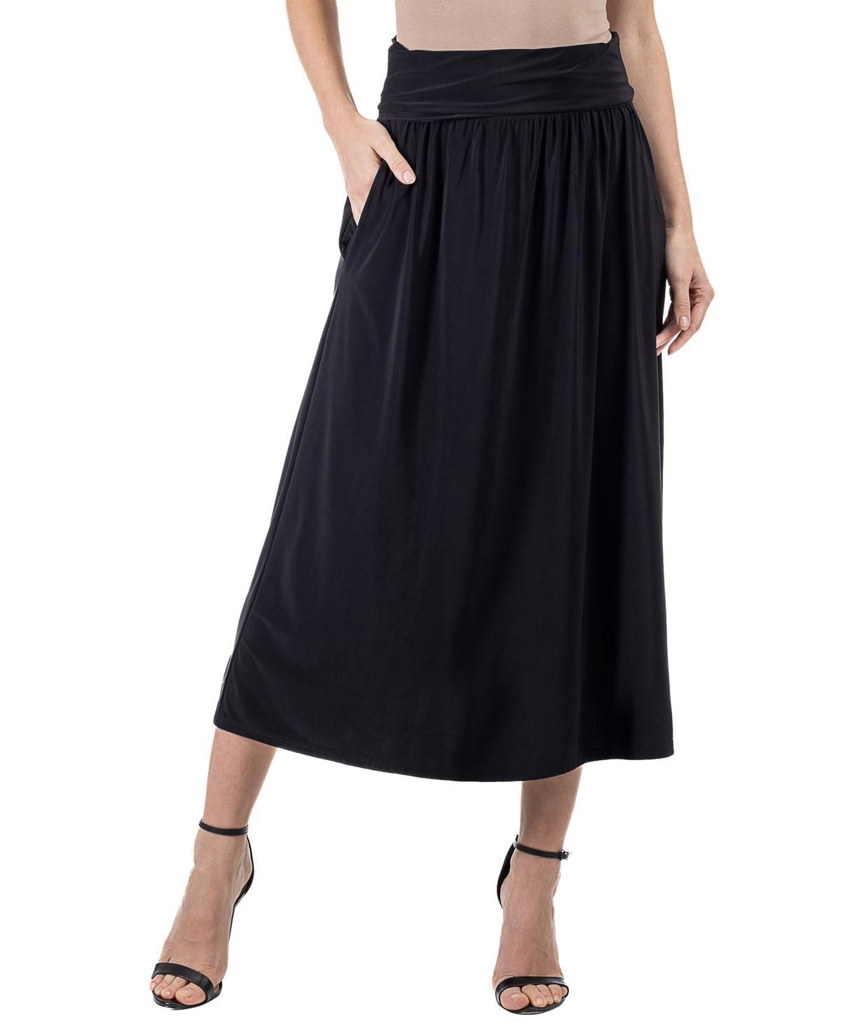 24seven Comfort Apparel Womens Foldover with Pockets Maxi Skirt Product Image