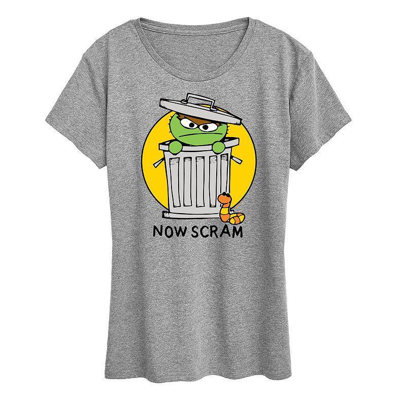 Women's Sesame Street Doodle Oscar Graphic Tee, Size: Medium, Grey Gray Product Image