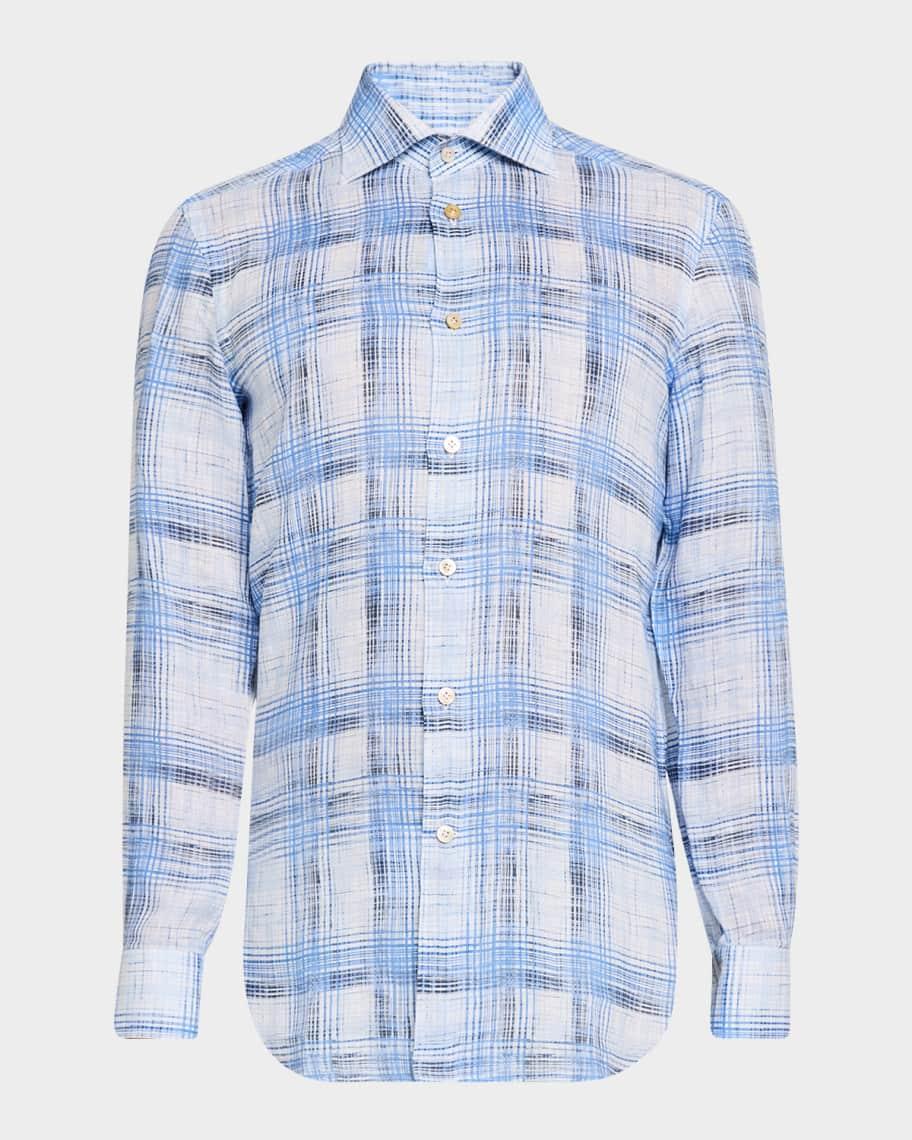 Men's Cotton Plaid Sport Shirt Product Image