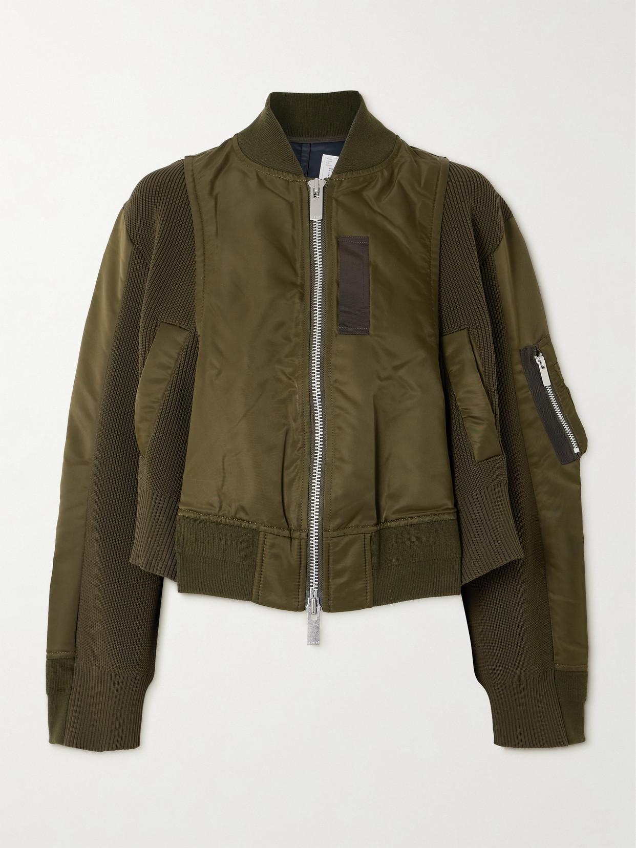 SACAI Panelled Bomber Jacker In Green Product Image