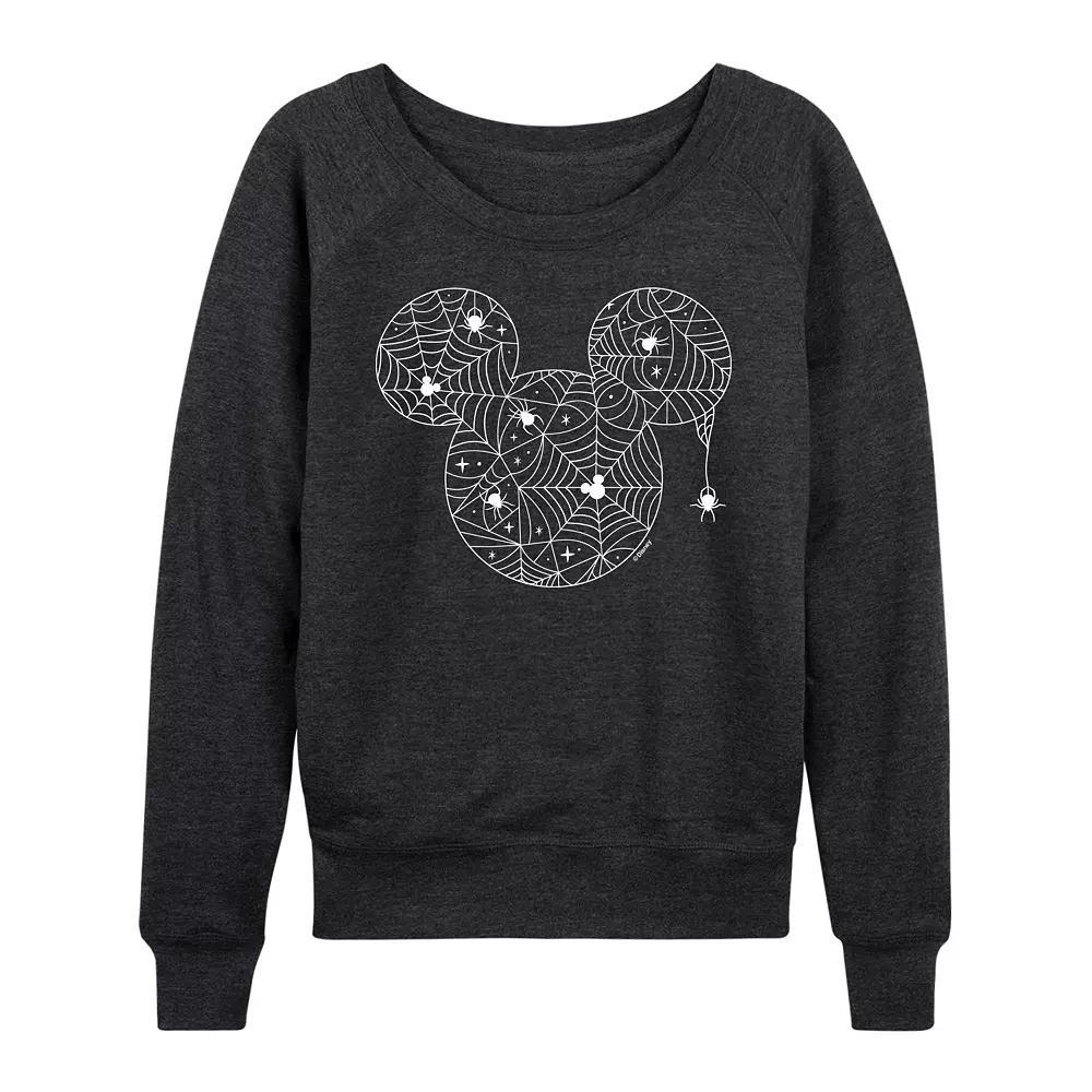 Disney's Mickey Mouse Women's Spider Web French Terry Long Sleeve Tee, Size: XXL, Heather Grey Product Image