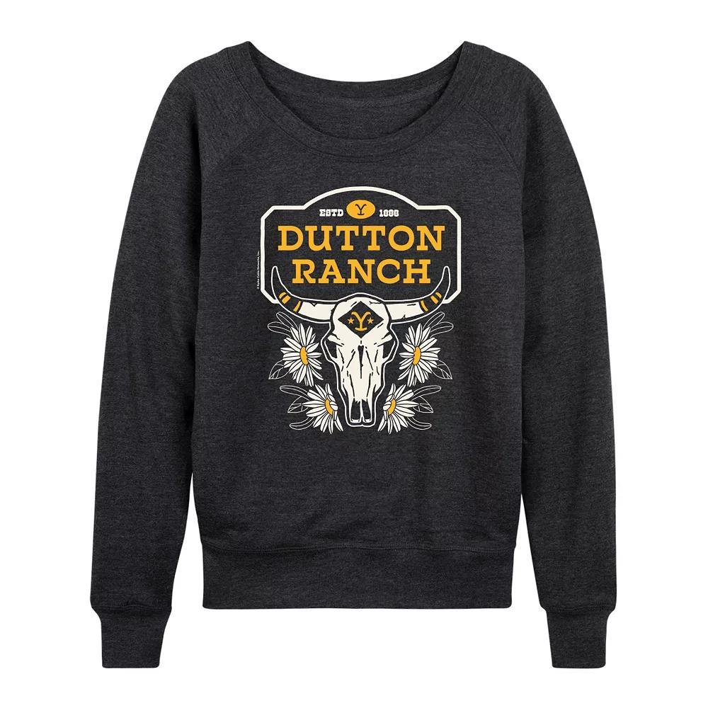Women's Yellowstone Dutton Ranch Skull French Terry Long Sleeve Tee,  Product Image