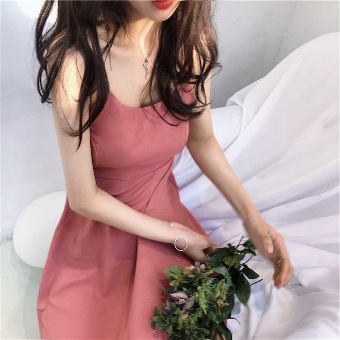 Spaghetti Strap Plain Open Back Maxi Sundress Product Image