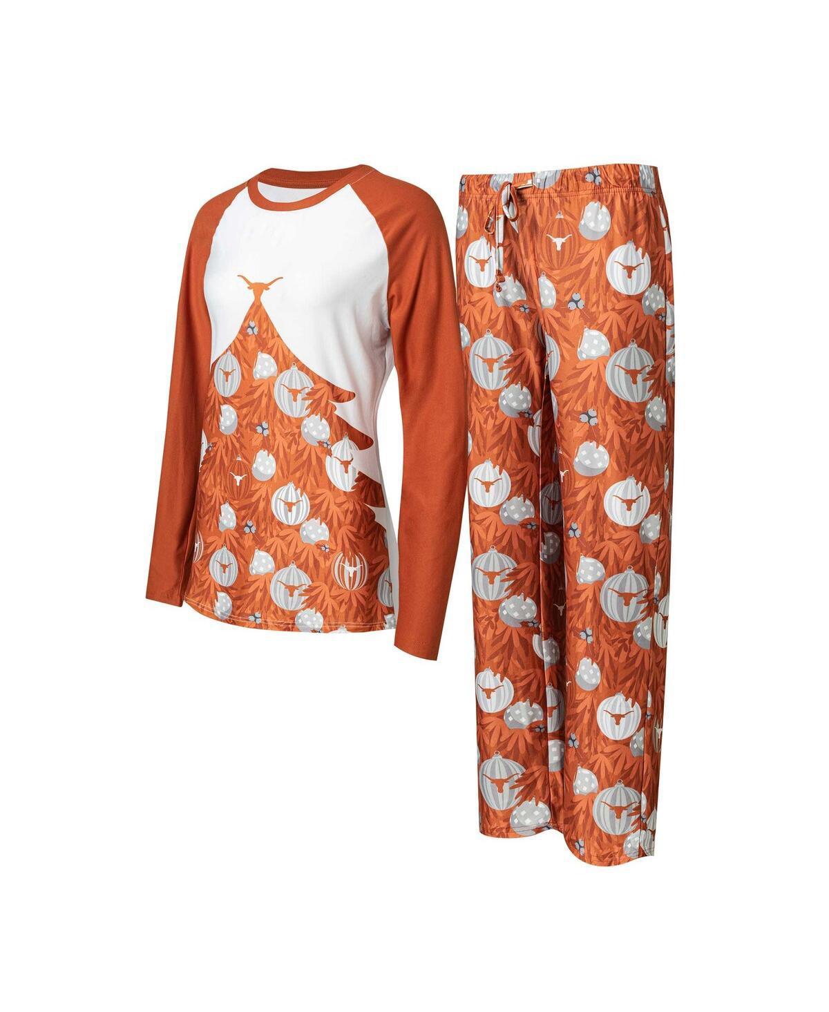 Womens Concepts Sport Texas Orange Texas Longhorns Tinsel Ugly Sweater Long Sleeve T-Shirt & Pants Sleep Set Product Image