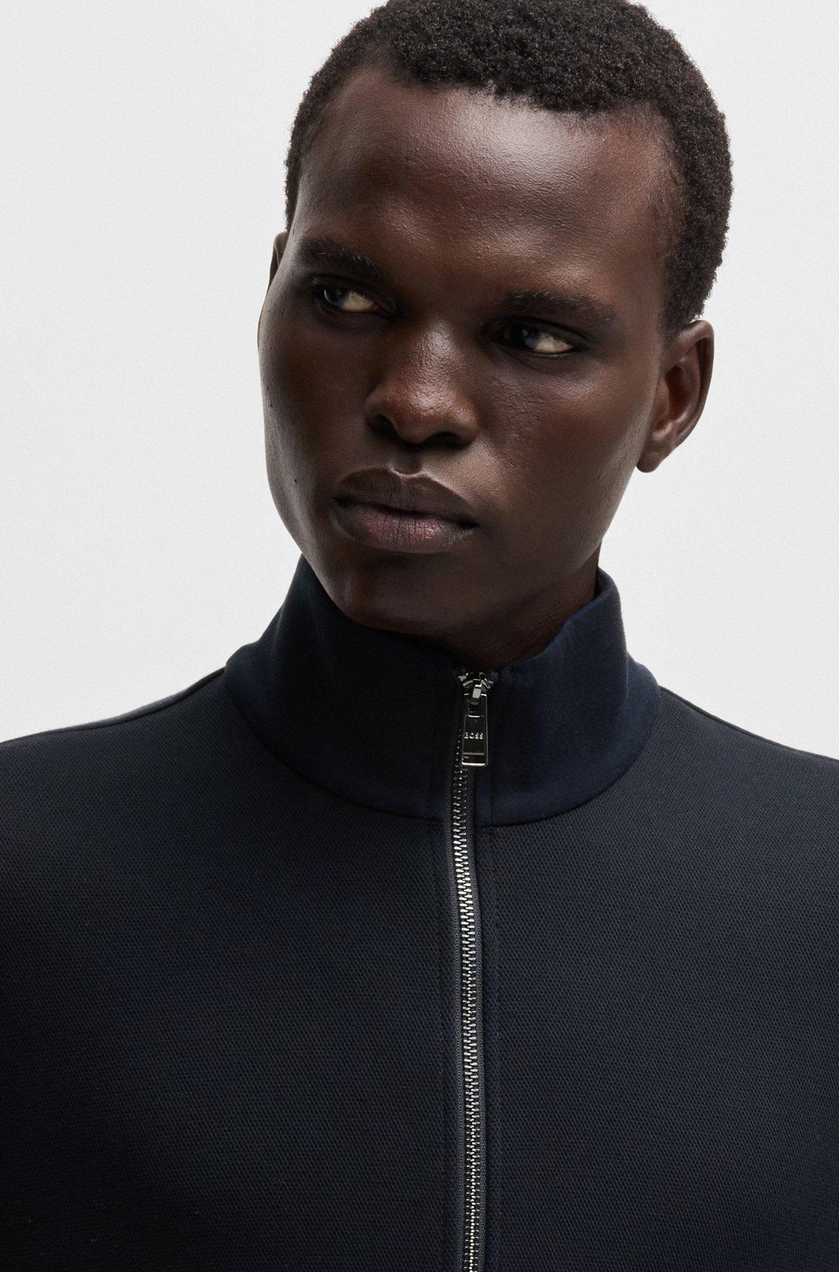 Boss Regular-Fit Zip-Up Sweater in Stretch Cotton Product Image