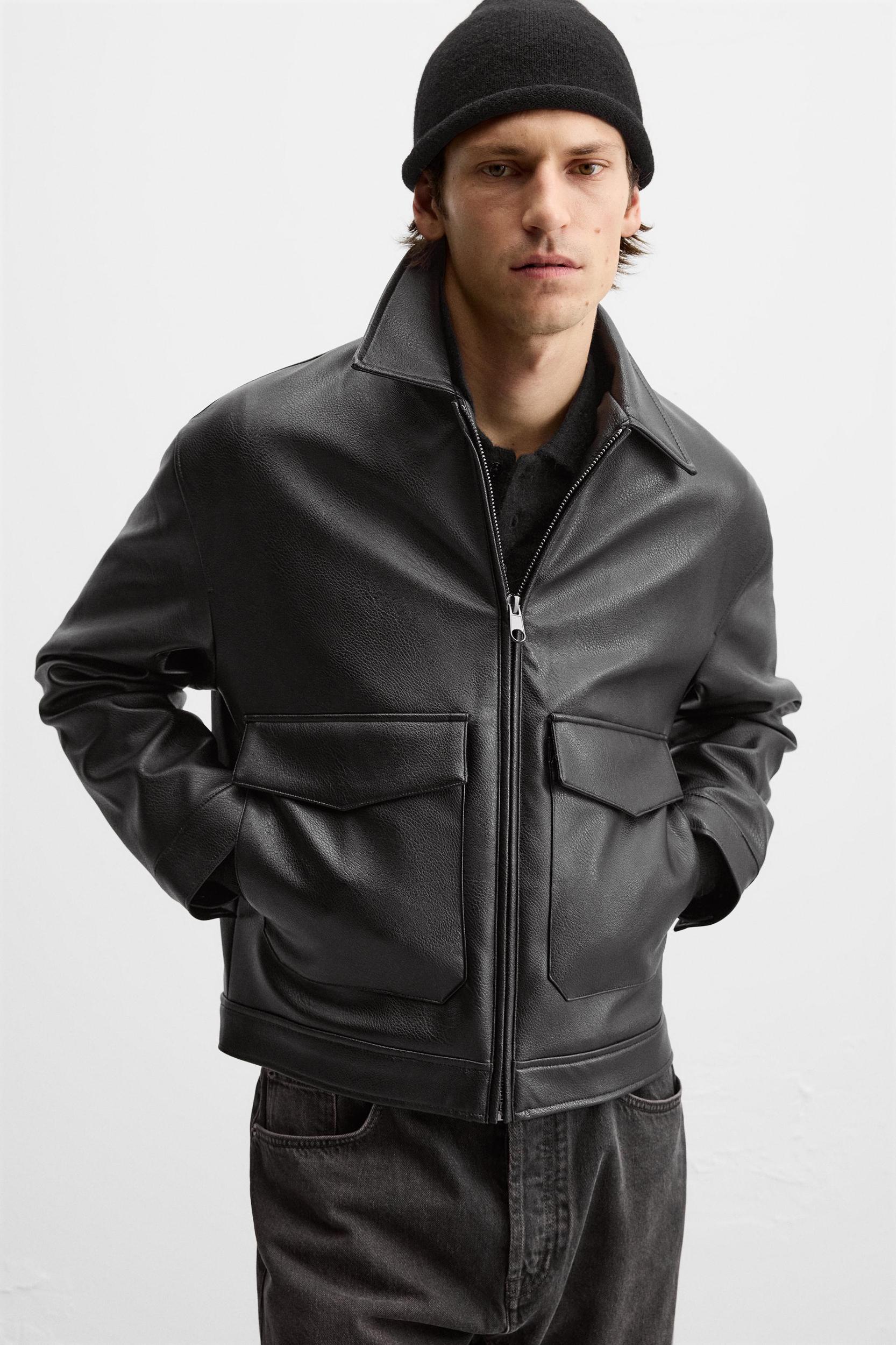 FAUX LEATHER POCKET JACKET Product Image