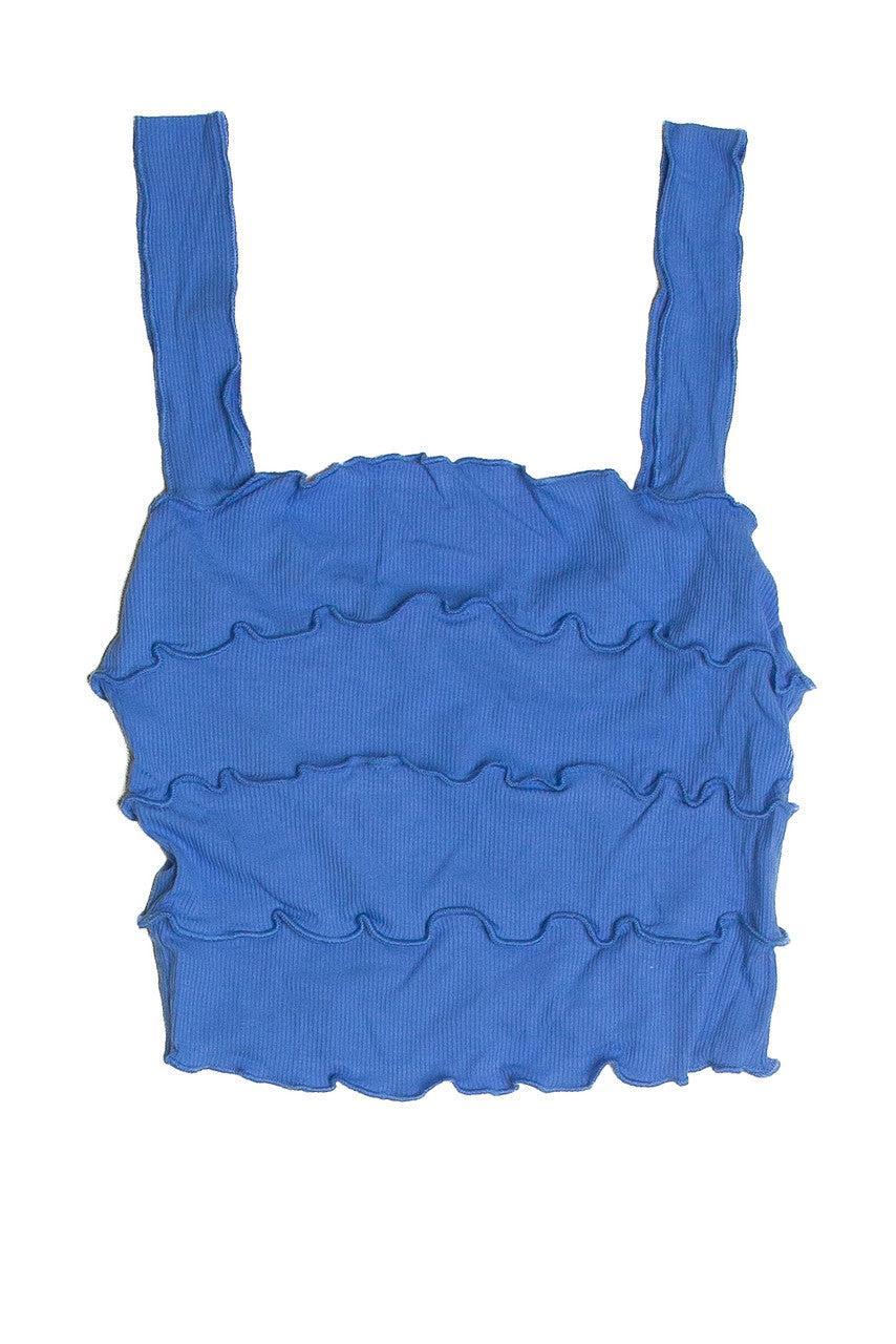 Blue Tiered Crop Tank Product Image