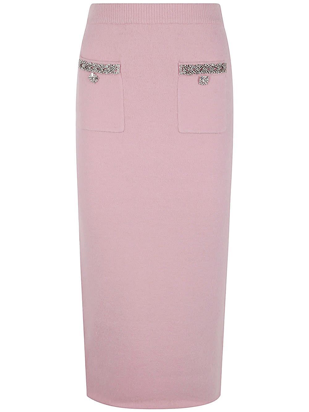 Pink Embellished Knit Midi Skirt In Pink & Purple Product Image