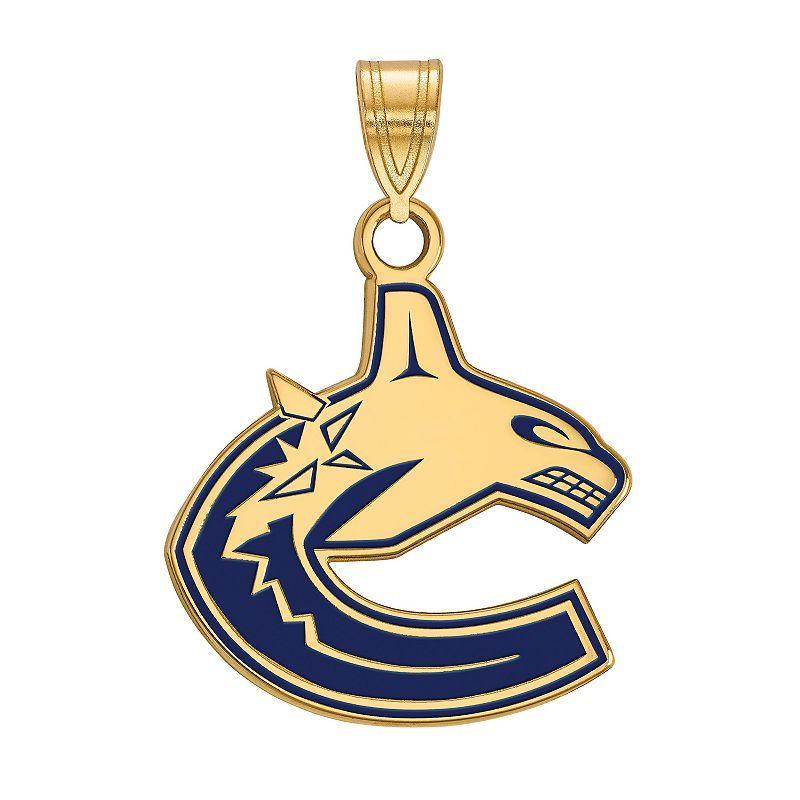 LogoArt Vancouver Canucks Sterling Silver Large Enamel Logo Pendant, Womens Goldtone Product Image