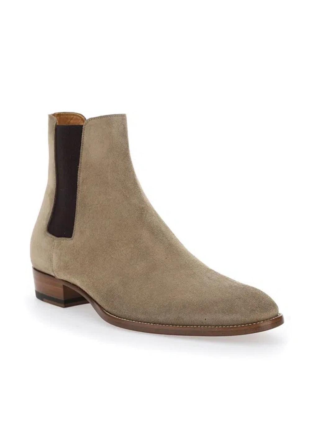 SAINT LAURENT Wyatt Suede Chelsea Boots In 9870 New Sigaro Product Image