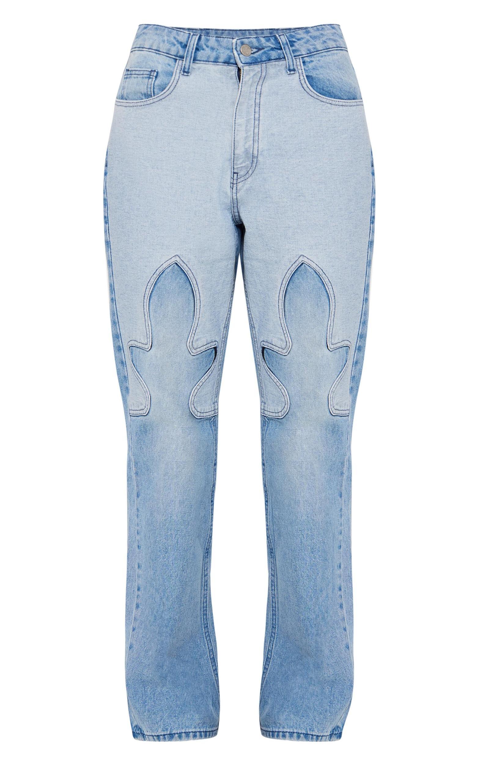 Blue Western Patch Denim Jeans Product Image