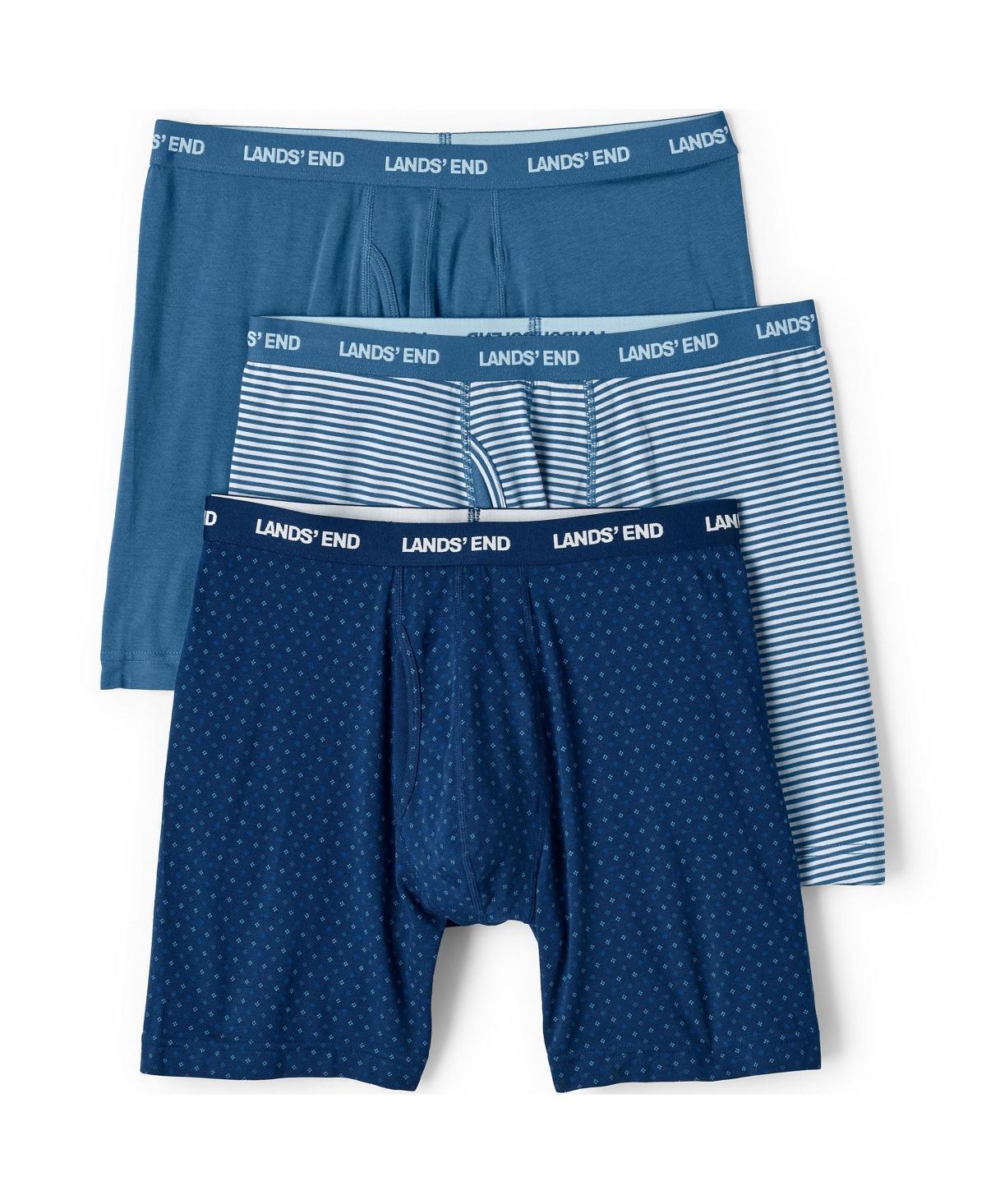 Mens Lands End 3-Pack Comfort Boxer Briefs Deep Blue Product Image