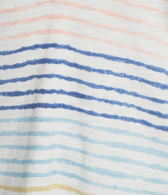 Tommy Bahama Ashby Isles Seabright Stripe Slub Rib Knit Johnny Collar 3/4 Sleeve Top Product Image